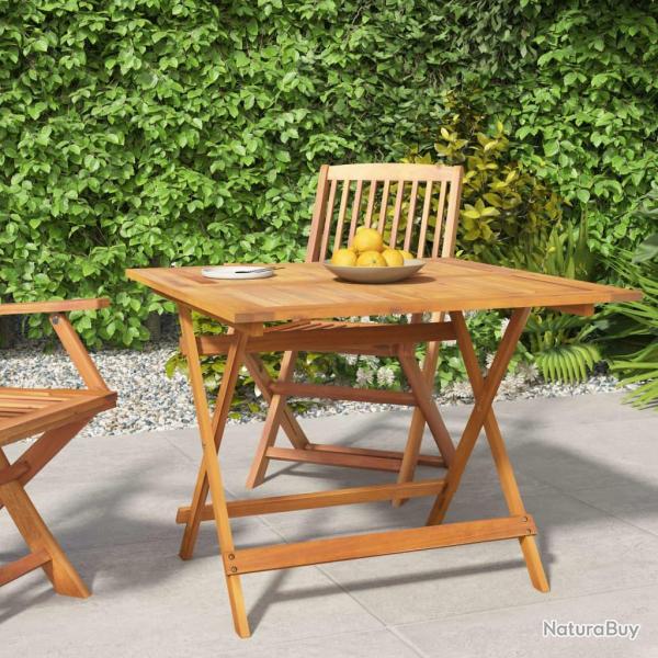 Table pliable de 90x90x75 cm bois d'acacia solide