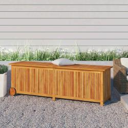 Bo&icirc;te de rangement de avec roues 150x50x58cm bois acacia