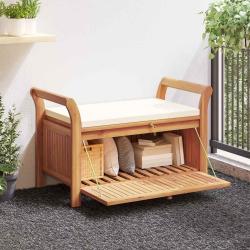 Banc de rangement de avec coussin 91 cm Bois d'acacia