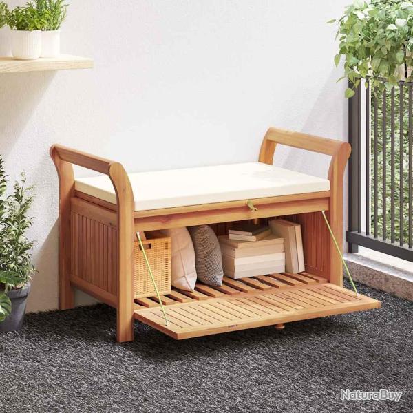 Banc de rangement de avec coussin 91 cm Bois d'acacia