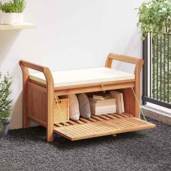 Banc de rangement de avec coussin 126 cm Bois d'acacia