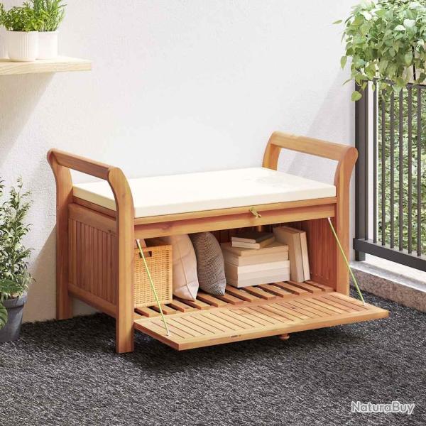 Banc de rangement de avec coussin 126 cm Bois d'acacia