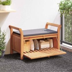 Banc de rangement de avec coussin 91 cm Bois d'acacia