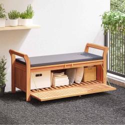 Banc de rangement de avec coussin 126 cm Bois d'acacia