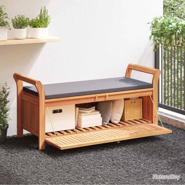 Banc de rangement de avec coussin 126 cm Bois d'acacia