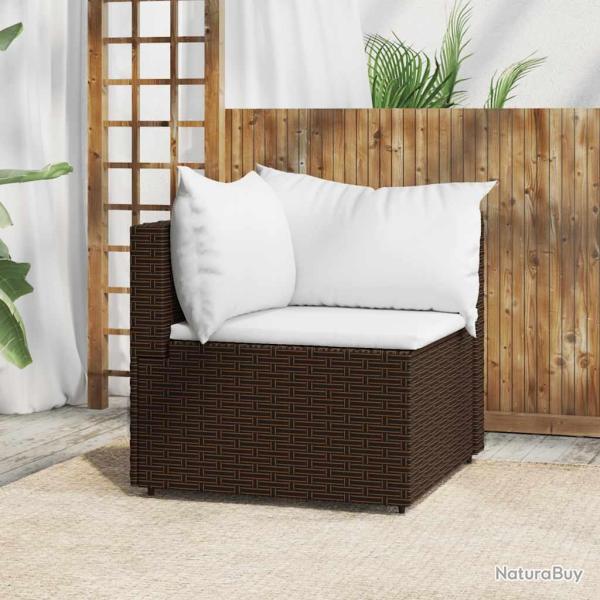 Canap� d'angle avec coussins, r�sine tress�e, marron, pour le salon