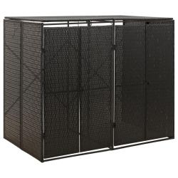 Abri pour poubelle double Noir 140x80x117 cm R&eacute;sine tress&eacute;e