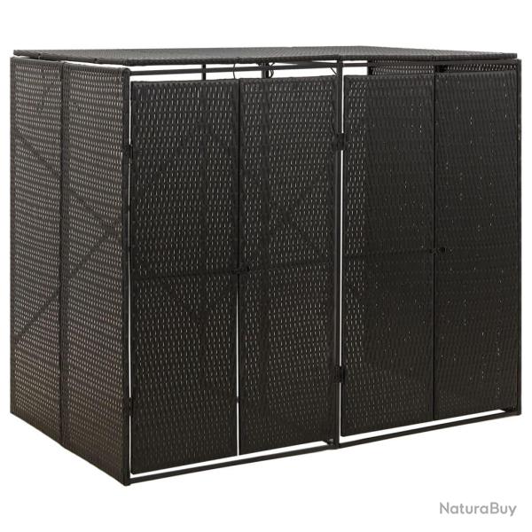 Abri pour poubelle double Noir 140x80x117 cm R�sine tress�e