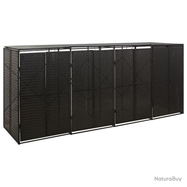 Abri pour poubelle quadruple Noir 274x80x117 cm R�sine tress�e