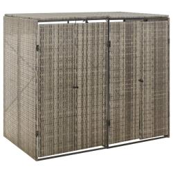 Abri pour poubelle double Gris 140x80x117 cm R&eacute;sine tress&eacute;e