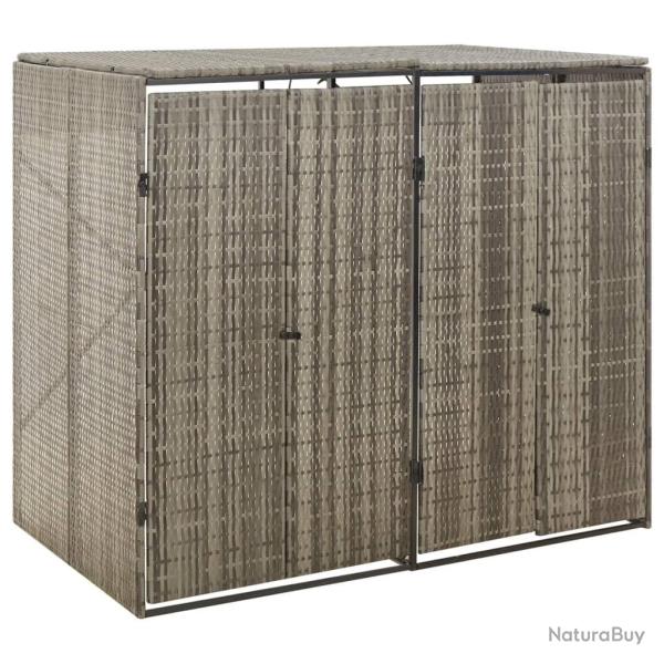 Abri pour poubelle double Gris 140x80x117 cm R�sine tress�e