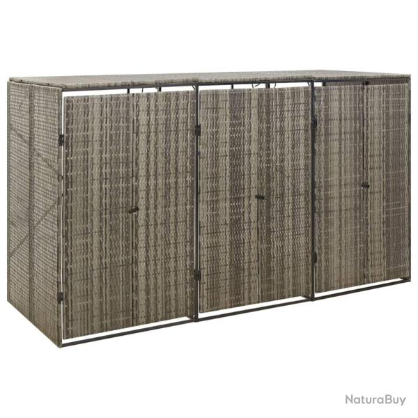 Abri pour poubelle triple Gris 207x80x117 cm R�sine tress�e