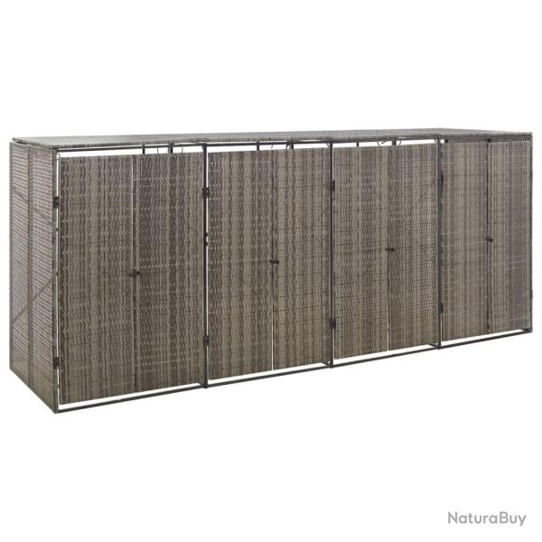 Abri pour poubelle quadruple Gris 274x80x117 cm R�sine tress�e