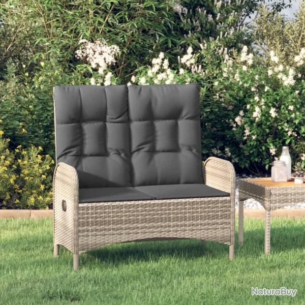 Banc de inclinable avec coussins 107 cm Poly rotin Gris