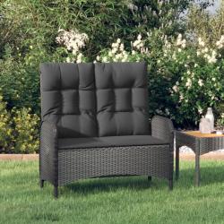 Banc de inclinable avec coussins 107 cm Poly rotin Noir