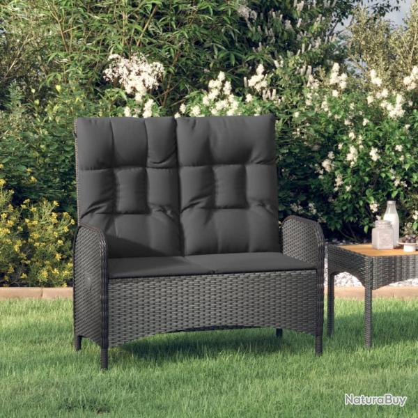 Banc de inclinable avec coussins 107 cm Poly rotin Noir