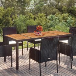 Table de dessus en bois Noir 190x90x75 cm R&eacute;sine tress&eacute;e