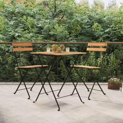 Chaises de bistrot pliantes lot de 2 Bois de teck solide acier