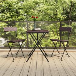 Chaises de bistrot pliantes lot de 2 R&eacute;sine tress&eacute;e et acier