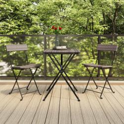 Chaises de bistrot pliantes lot de 2 Gris R&eacute;sine tress&eacute;e acier