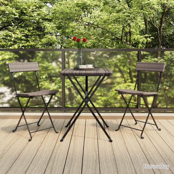 Chaises de bistrot pliantes lot de 2 Gris R�sine tress�e acier