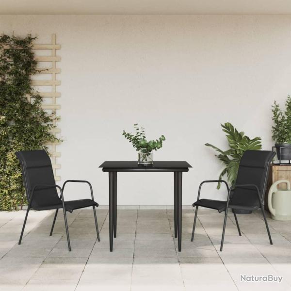 Ensemble � manger de 3 pcs noir textil�ne et acier