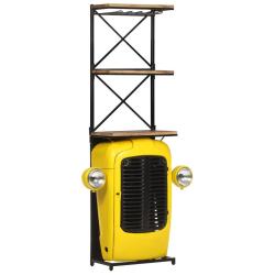 Cave &agrave; vin tracteur Jaune 49x31x172 cm Bois de manguier solide