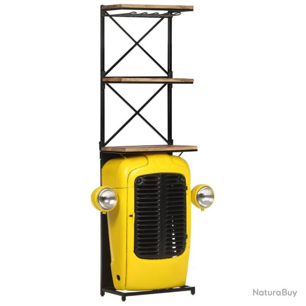 Cave � vin tracteur Jaune 49x31x172 cm Bois de manguier solide
