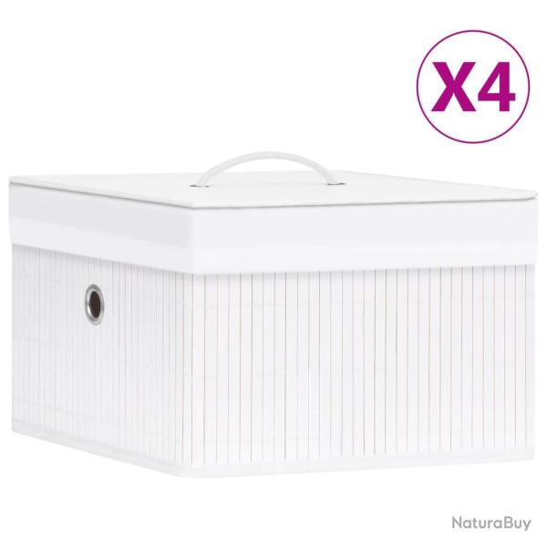 Bo�tes de rangement en bambou 4 pcs Blanc