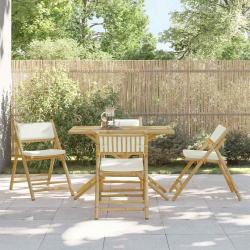 Chaises de bistro pliantes lot de 4 et coussins blanc cr&egrave;me