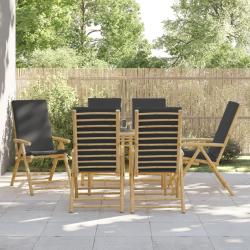 Chaises inclinables de pliantes lot de 6 coussins bambou