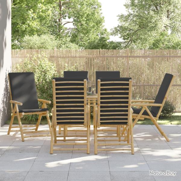 Chaises inclinables de pliantes lot de 6 coussins bambou
