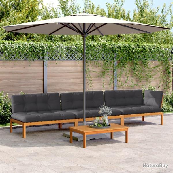 Salon palette de avec coussins 4pcs bois d'acacia massif