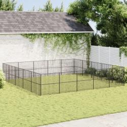 Parc pour chien 20 panneaux noir acier galvanis&eacute;