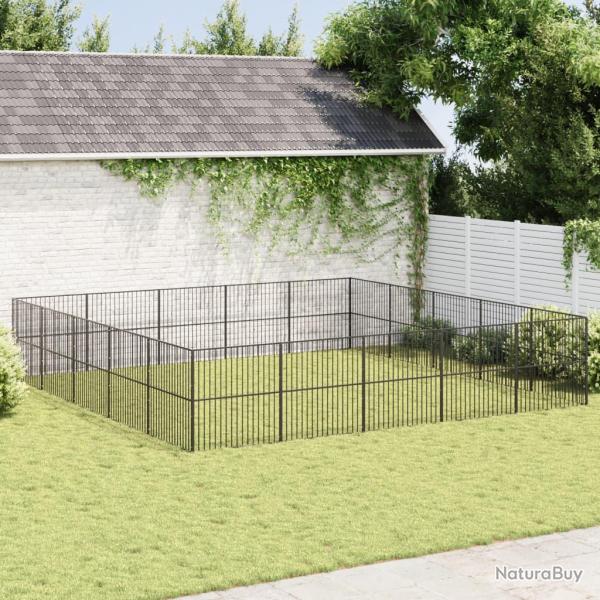 Parc pour chien 20 panneaux noir acier galvanis�