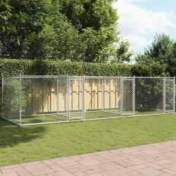Cage pour chien avec portes gris 6x2x1,5 m acier galvanis&eacute;