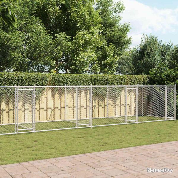Cage pour chien avec portes gris 12x2x1,5 m acier galvanis�