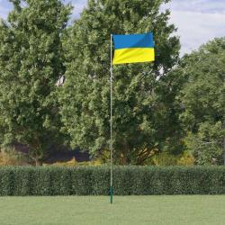 Drapeau de l'Ukraine et m&acirc;t 5,55 m aluminium