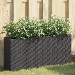 Jardini&egrave;res avec 2 pots 2 pcs noir 90x20x40 cm r&eacute;sine tress&eacute;e