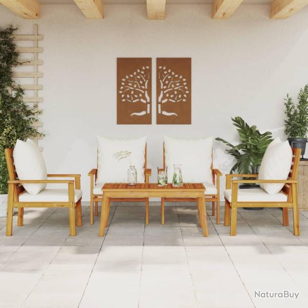 Salon de avec coussins 5 pcs Bois d'acacia solide