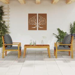 Salon 3 pi&egrave;ces avec coussins, en bois massif d'acacia, pour le jardin