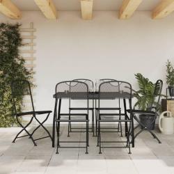 Ensemble &agrave; manger de 7 pcs anthracite m&eacute;tal maille