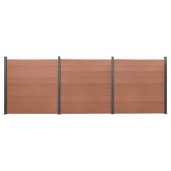 Ensemble de panneaux de cl&ocirc;ture marron 526x186 cm WPC
