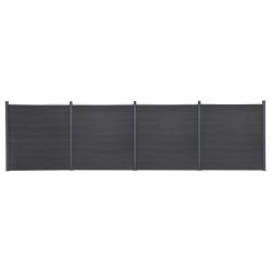 Ensemble de panneaux de cl&ocirc;ture gris 699x186 cm WPC