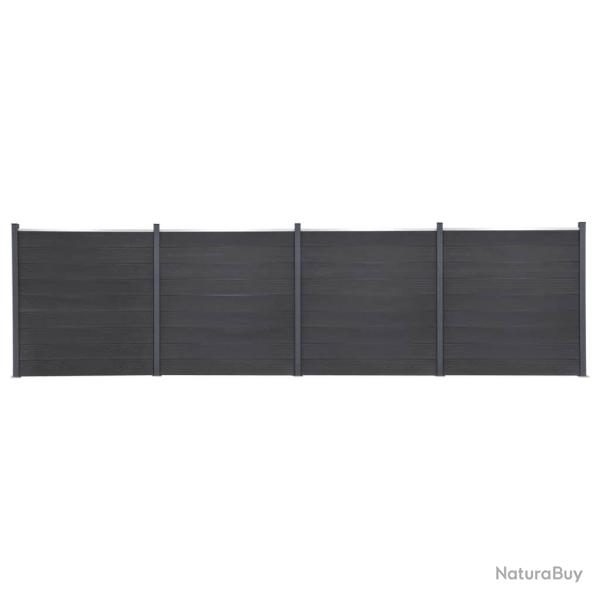Ensemble de panneaux de cl�ture gris 699x186 cm WPC