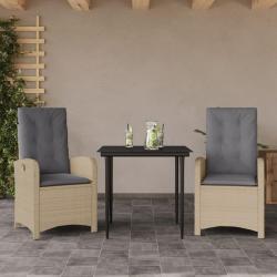 Ensemble &agrave; manger de et coussins 3 pcs m&eacute;lange beige