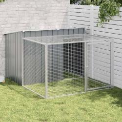 Niche pour chien avec enclos Anthracite 153 x 194 x 110 cm Acier galvanis&eacute;