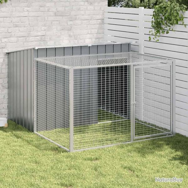 Niche pour chien avec enclos Anthracite 153 x 194 x 110 cm Acier galvanis�