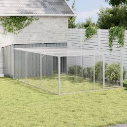 Niche pour chien avec enclos Anthracite 197 x 396 x 110 cm Acier galvanis&eacute;