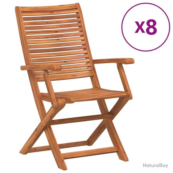 Chaises de pliantes lot de 8 57x66x95 cm bois d'acacia
